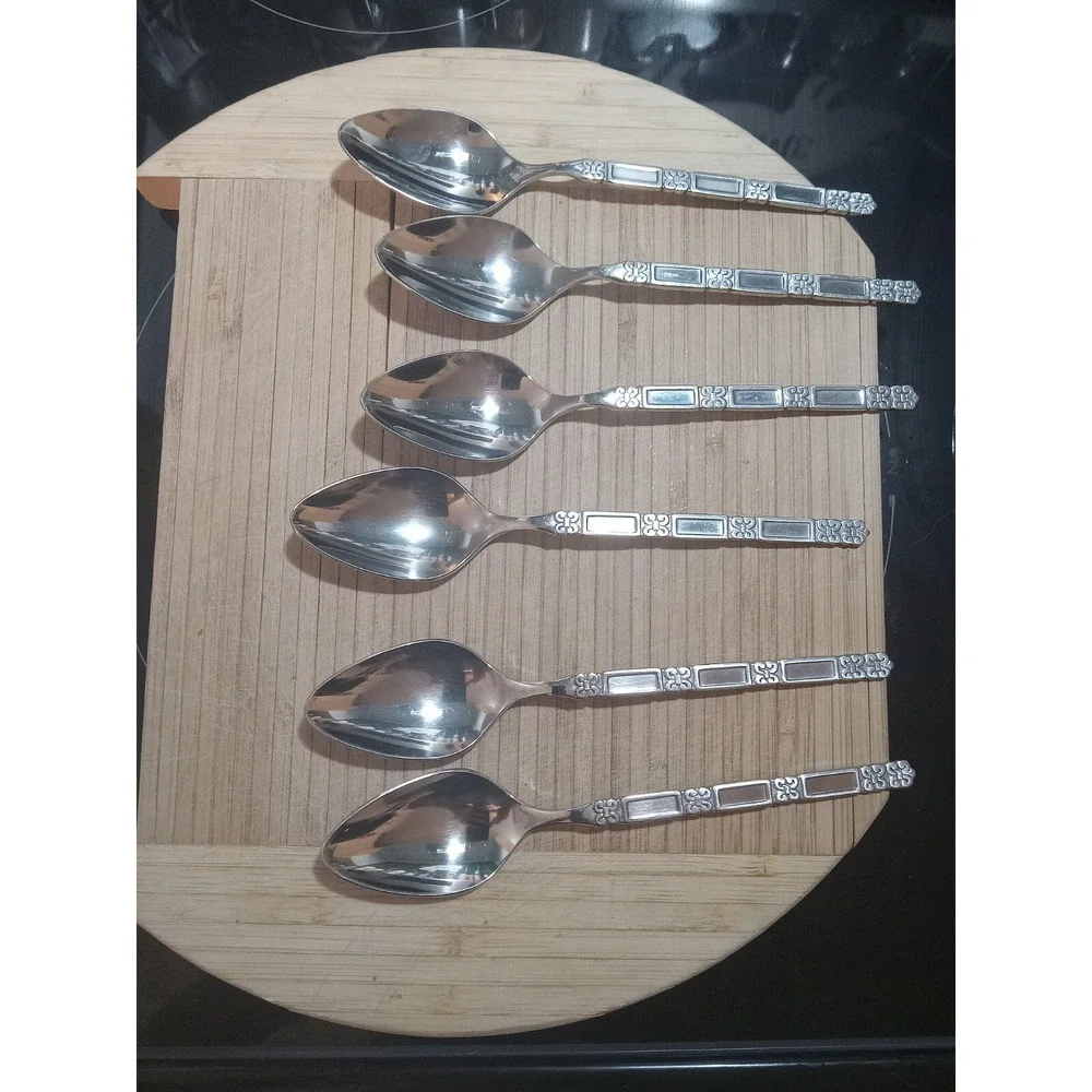 Oneida Community MADRID‎  No Black  Stainless 6 TeaSpoons   See Pictures